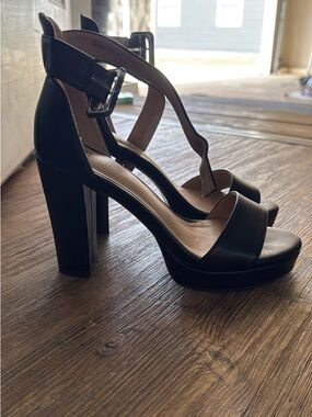 Classic Black Platform Block Heel Sandals - Women's